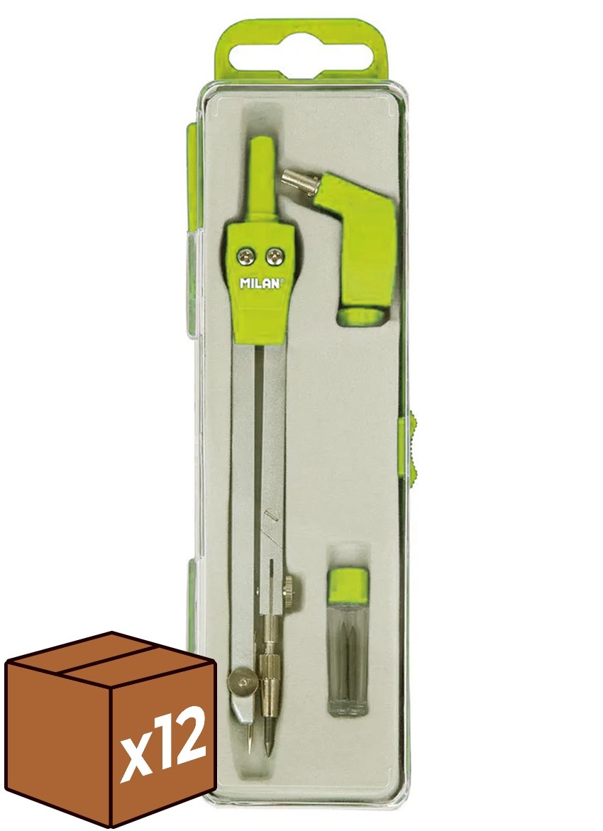 C/12 estuche compas escolar 3 piezas con adaptador universal milan
