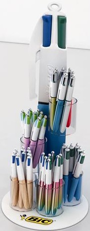 Expositor 60 boligrafos bic 4 colores modelos surtidos