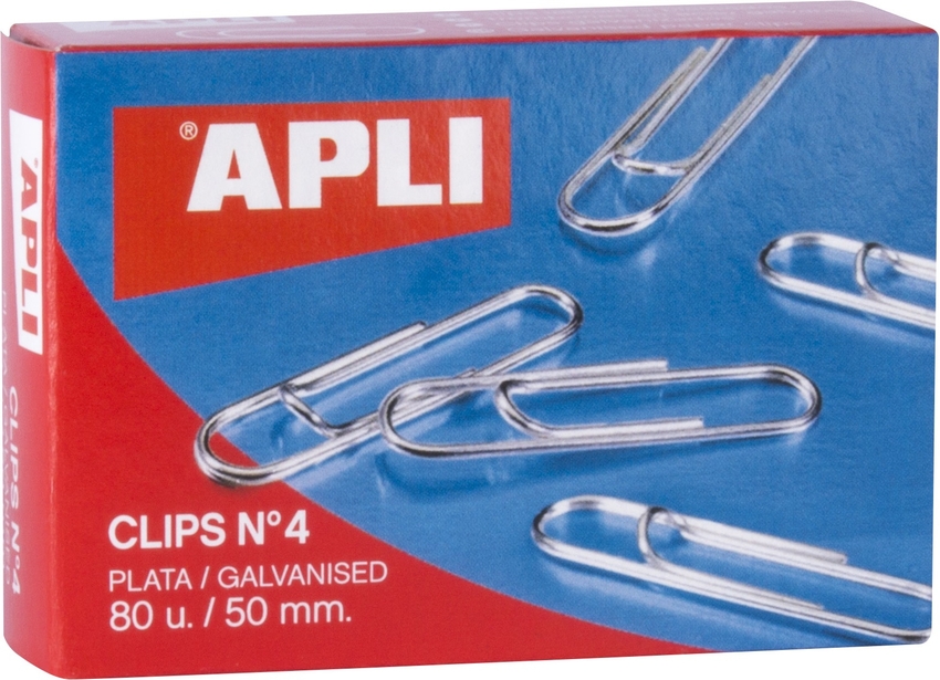 C/10 CAJAS 80 CLIPS NIQUELADOS 50MM Nº4 APLI