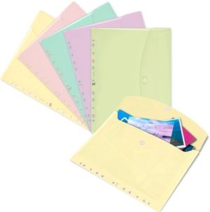 Paq/15 carpeta sobre a4 multitaldro cierre broche colores pastel surtidos