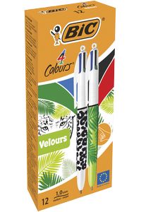 C/12 boligrafo bic 4 colores velour punta 1mm