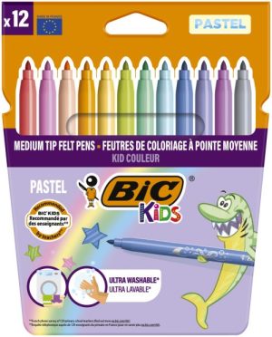 ESTUCHE 12 ROTULADORES KID COULEUR PASTEL PUNTA MEDIA BIC