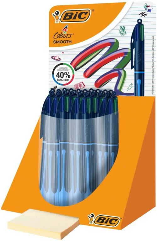 Exp 30 boligrafos bic 4 colores smooth drop punta 1mm