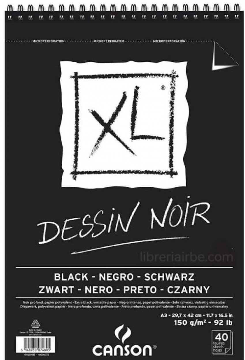 Bloc dessin noir xl a3 40h 150g microperforado