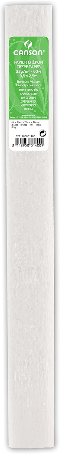 PAQ/10 ROLLO CONTINUO PAPEL CRESPON 50X250CM BLANCO 32G