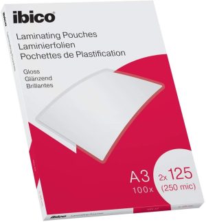 Pack 100 fundas plastificar a3 125 micras brillo ibico