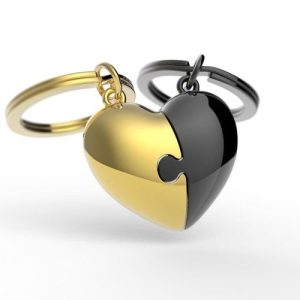 LLAVERO METALMORPHOSE LIFESTYLE PUZZLE CORAZON ORO/NEGRO