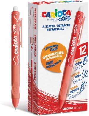 C/12 boligrafo borrable retactil rojo carioca oops