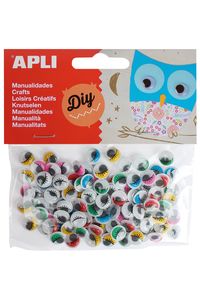 Bolsa 100 ojos moviles de colores redondos con pestañas colores surtidos