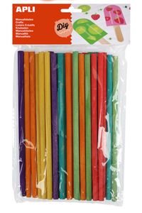 Bolsa 25 palos polo redondos de madera colores surtidos 150x5mm