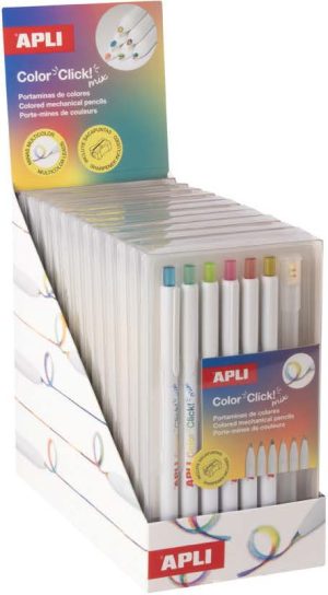 Exp 12 estuches 6 portaminas de colores color click mix