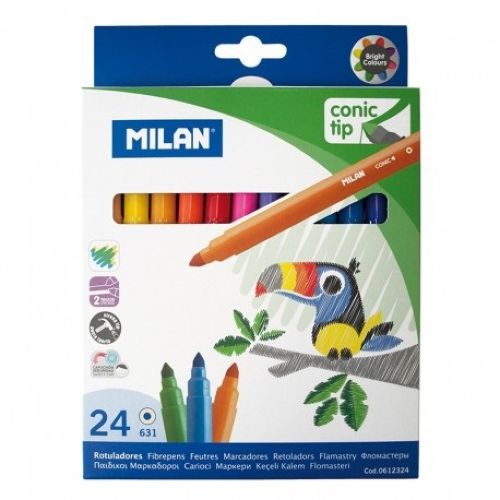 Estuche 24 rotuladores punta cónica 612 milan