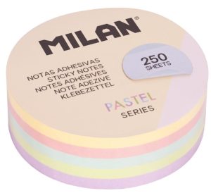 Notas adhesivas removibles 250h. circulares colores pastel 6,7cm diametro