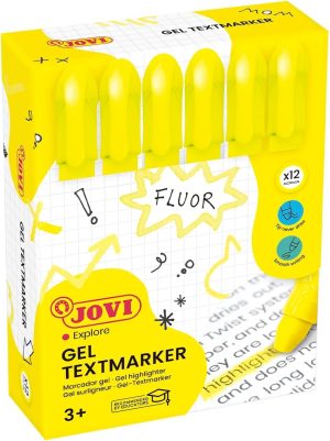 C/12 MARCADORES FLUORESCENTES CERA GEL AMARILLO