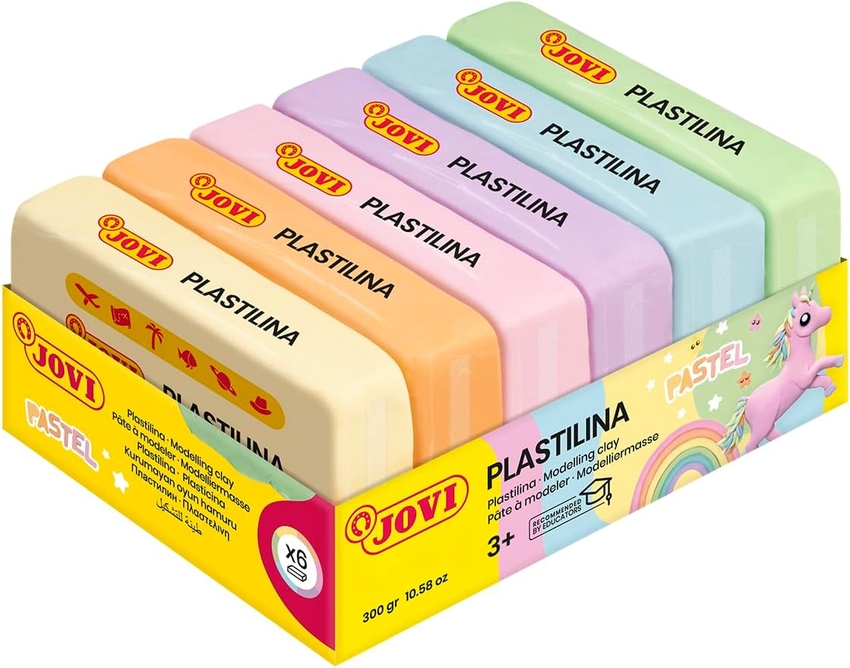 ESTUCHE 6 BARRAS PLASTILINA JOVI 50G. COLORES PASTEL SURTID