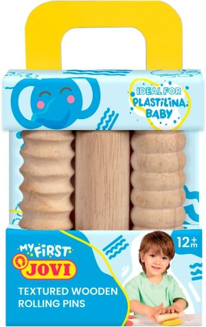 Estuche 3 rodillos de madera diferentes texturas my first plastilina baby