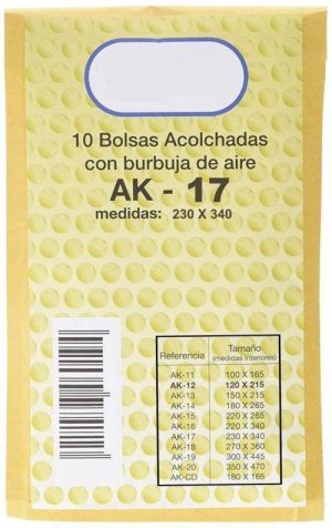Paq/10 bolsa kraft acolchadas ak-17 230x340mm autodhesivo sam