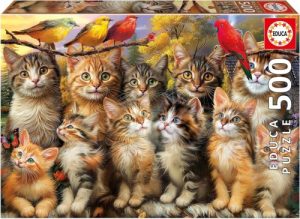 PUZZLE 500 PIEZAS GATITOS Y PAJAROS