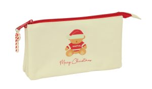 PORTATODO TRIPLE OSITO BEIGE FELICES FIESTAS 22x12x3cm