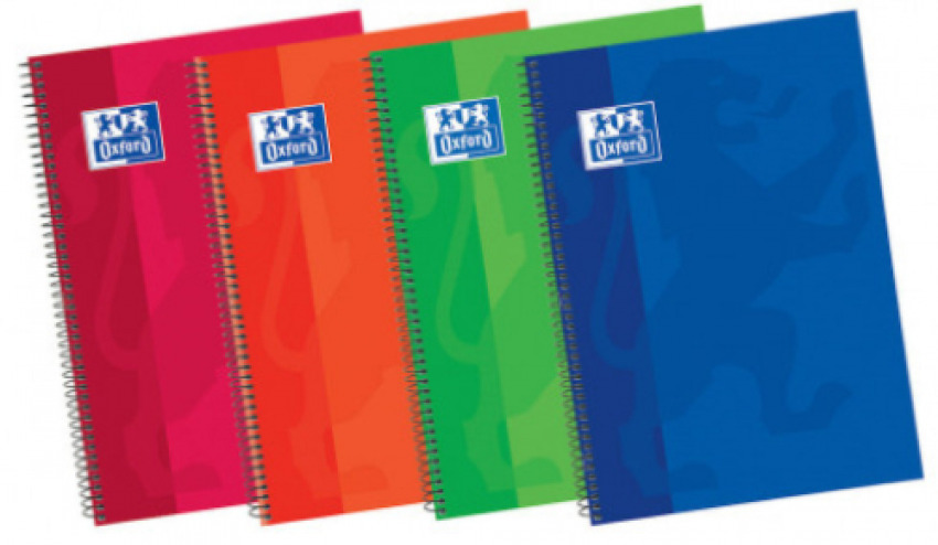 Paq/5 cuaderno espiral fº 80h 90g pauta 3.5 c/m tapa extradura colores surtidos