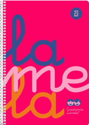 Cuaderno espiral 4º 80 hojas 90g 2,5mm rosa cuadrovia polipropileno flúor