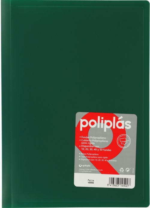 CARPETA Fº 50 FUNDAS SOLDADAS OPACAS VERDE POLIPLAS