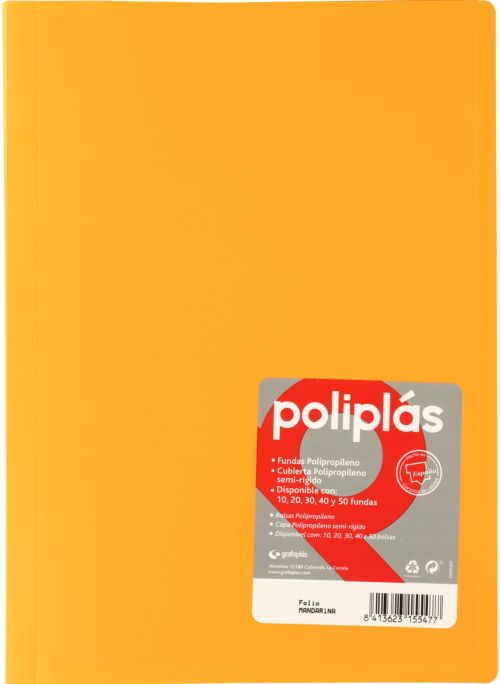 CARPETA Fº 50 FUNDAS SOLDADAS OPACAS MANDARINA POLIPLAS