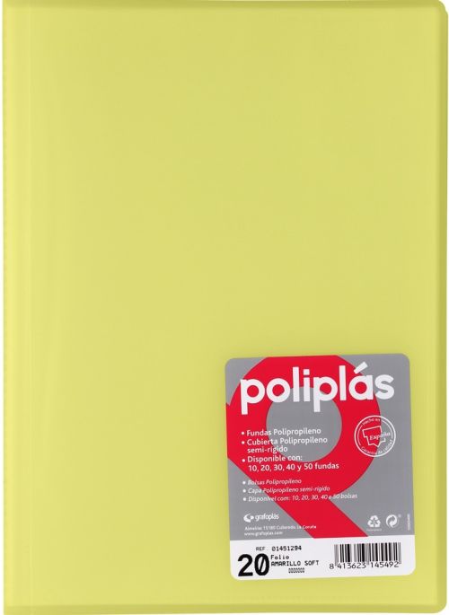 CARPETA Fº 10 FUNDAS SOLDADAS TRANSLUCIDAS AMARILLO SOFT