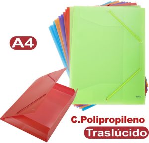 PAQ/12 CARPETA A4 GOMAS Y SOLAPAS PP TRASLUCIDO KATHAY