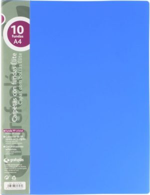 Carpeta 10 fundas elite a4 opaco color azul polipropileno