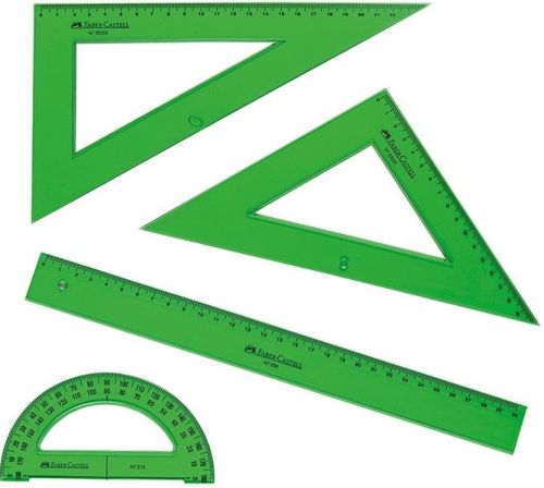 Estuche dibujo 4 piezas reglas verde/transparente faber-castell