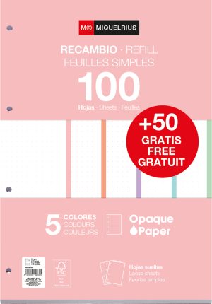 RECAMBIO NOTEBOOK5 A4 100+50 90G PUNTOS COLORES PASTEL
