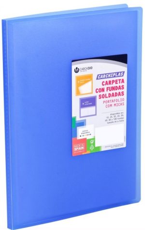 Carpeta 10 fundas soldadas a4 tapa flexible color azul carchiplas