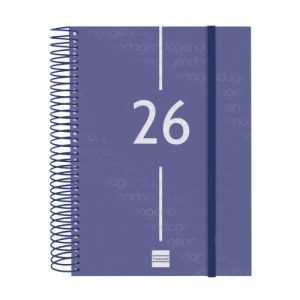 Agenda anual espiral 2026 día página e10 15.5.21,2cm azul