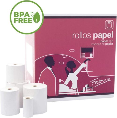 PACK 8 ROLLOS PAPEL TERMICO SIN BPA 80X45X12MM FABRISA