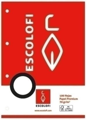 RECAMBIO Fº 4 TALADROS 100H 70G PAUTA MONTESSORI 5 C/MARGEN