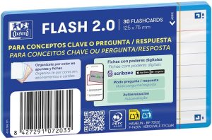 Paquete flashcards 2.0 oxford a7 30 fichas 1 linea color turquesa