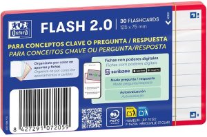 Paquete flashcards 2.0 oxford a7 30 fichas 1 linea color rojo