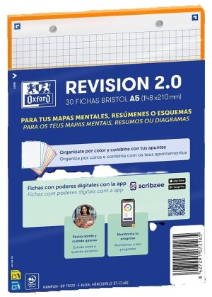 PAQUETE FLASHCARDS 2.0 OXFORD A5 2T 30F CUAD.5X5 NARANJA