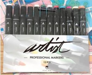 Estuche 12 rotuladores professional markers doble punta colores básicos
