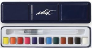 Estuche 12 pastillas acuarela + pincel tinbox artist