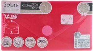 PAQ/10 SOBRE DL V-LOCK 125X225 MM VELCRO COLOR ROJO