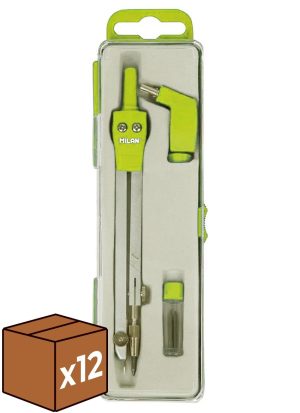 C/12 estuche compas escolar 3 piezas con adaptador universal milan
