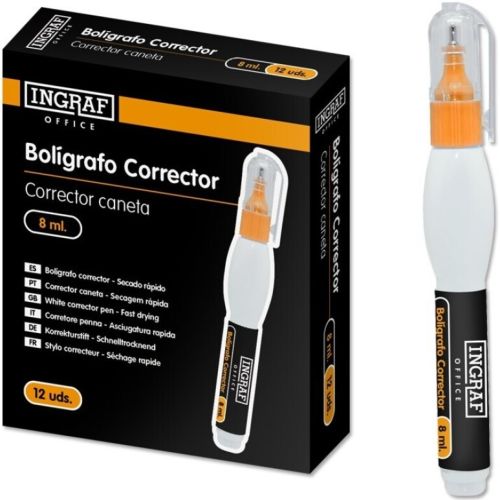 C/12 BOLIGRAFO CORRECTOR 8ML INGRAF