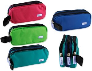 PAQ/8 PORTATODO TRIPLE 21,5X7X11CM CON ASA COLORES SURTIDOS
