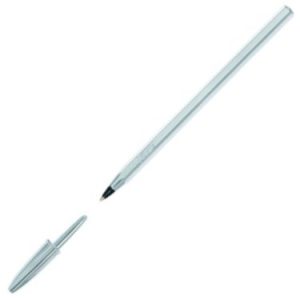 C/20 boligrafo bic cristal plata tinta color negro punta 1,0mm.