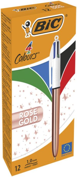 C/12 boligrafos bic 4 colores shine rose gold punta 1mm
