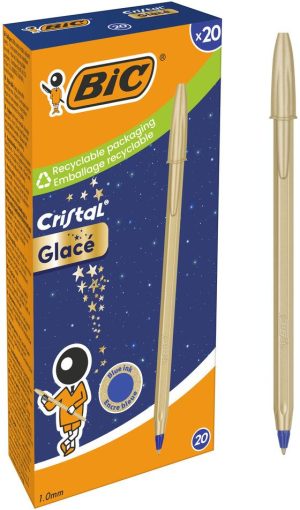 C/20 boligrafo bic cristal glace gold tinta azul