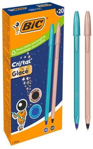 C/20 bolígrafo bic cristal glace colores metálicos surtidos
