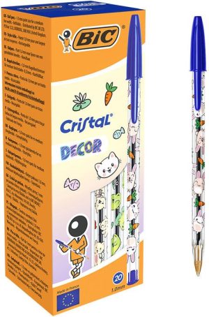 C/20 boligrafo bic cristal decor tinta azul